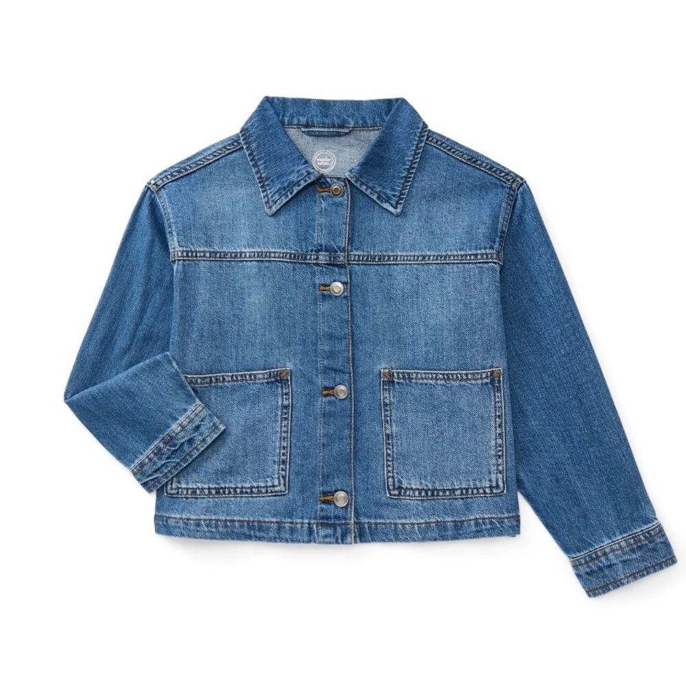 NWT‎ Wonder Nation XXL 18 Girls Blue Button Front Cotton Denim Jacket